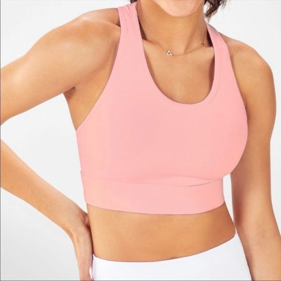 Fabletics Mila Sports Bra Pink XXS NWT Medium Impact Pocket - Picture 1 of 10